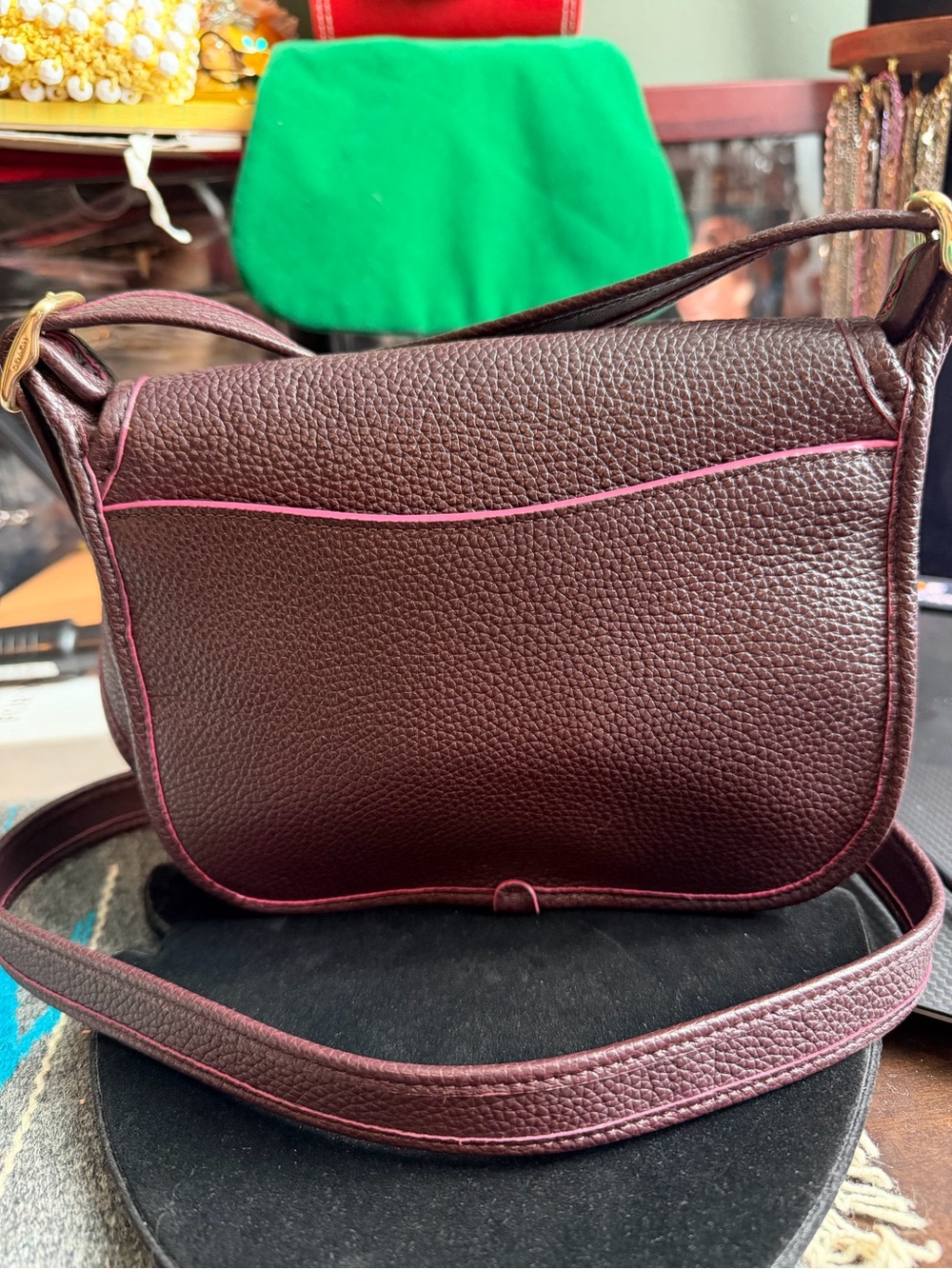 Coach Patricia Saddle 18 Primrose Floral Leather Crossbody F22811 Oxblood - Picture 2 of 9